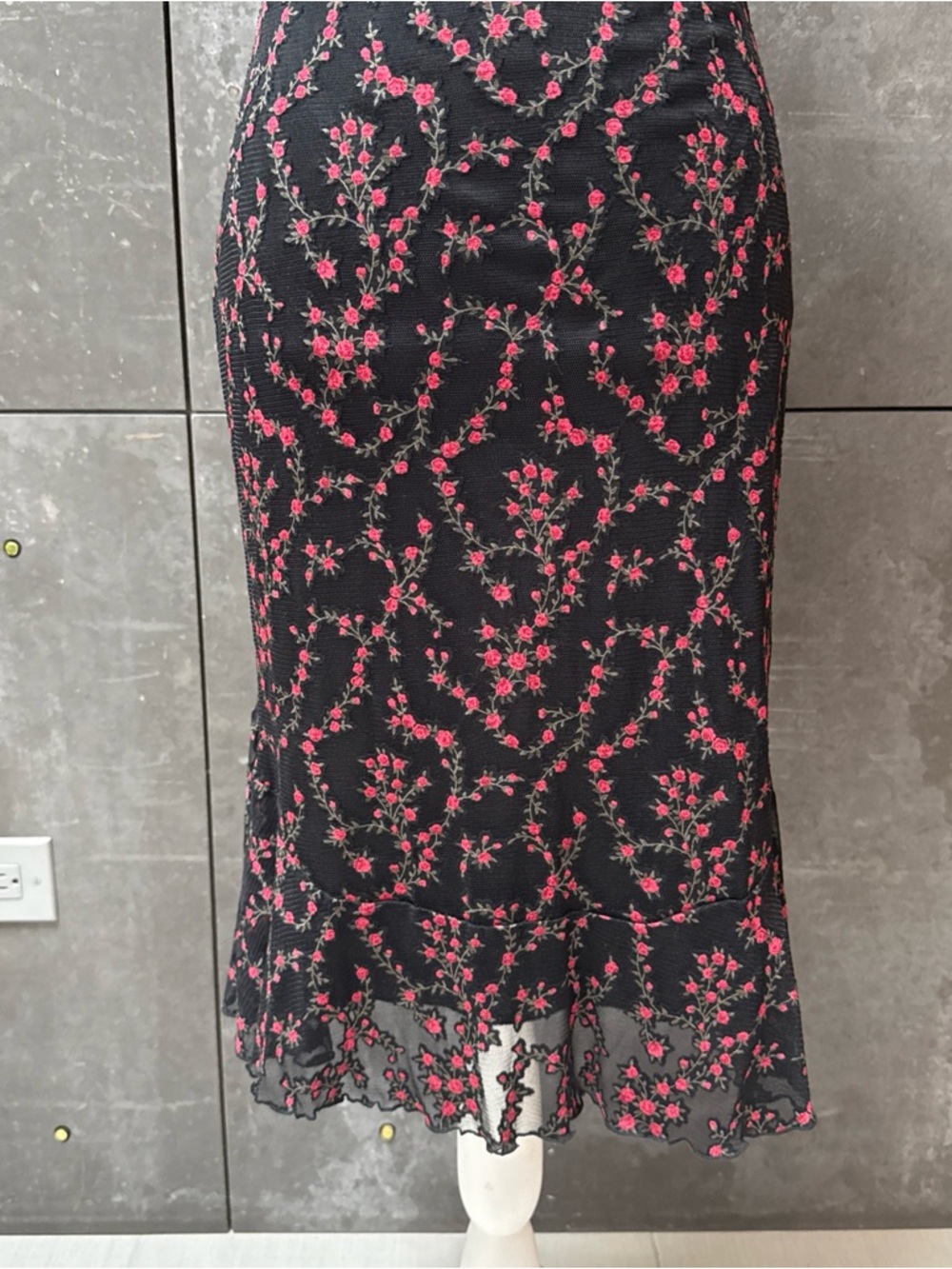 Y2K Heart Moon Star black read flowers Lace Dress Whimsigoth size M - Picture 3 of 16